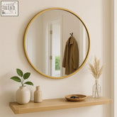 Rei round gold metal circle mirror with brushed gold finish metal circle frame 50cm x 50cm