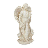 Cream-white relaxdays garden ornament angel with detailed resin wings and robes, weatherproof for indoor and outdoor use