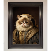 Renaissance Grumpy Cat Framed Print - A3 (29.7 x 42 cm) / Matt Black - Framed Print