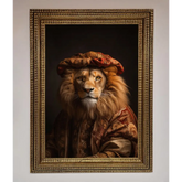 Renaissance Lion Framed Wall Art - A3 (29.7 x 42 cm) / Ornate Gold - Framed Print