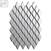 Silver metallic diamond shaped mosaic tile panel on the reva wall mirror for a stylish wall mirror look