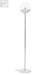 Revive chrome finish metal floor lamp with sleek metal floor design transparent glass globe and white marble base