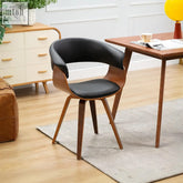Richie dining chair with sleek black leather seat and walnut wood frame perfect for stylish dining spaces