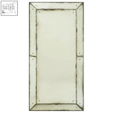 Riza large panelled wall mirror with distressed silver frame and frosted glass panels for stylish decor