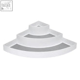 White triangular tiered corner spice organiser with smooth glossy finish perfect for organizing corner spice jars