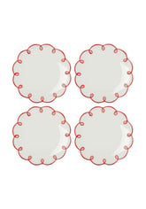 Rosy Red Scalloped Side Plates - Set of 4