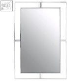 Silver wall mirror rovo wall mirror with rectangular frame and modern vertical and horizontal decorative bars