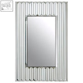 Rectangular ruta wall mirror with a silver faceted glass frame and beveled edges perfect for any wall mirror setup
