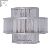 Chrome finished tiered wall light with vertical glass rods in sleek salasco 3 tier nickel finish design
