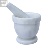 Salerno white marble mortar and pestle set with smooth polished finish perfect for grinding and crushing
