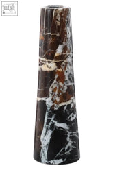 Salmo black marble tapered vase made of dark brown and white veined marble with a polished finish