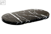 Salmo oval black marble chopping and serving board with stylish black and white oval black marble design