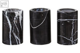 Salmo set of three black marble tealight holders with white veining in cylindrical design perfect for candles