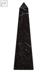 Salmo small black marble obelisk featuring white veining in sleek small black marble design
