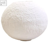 White round vase made of textured ceramic with a large white round globe shape perfect for home decor