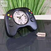 Black plastic nintendo 64 controller gaming room clock with colorful buttons and retro game screen face for desktop or wall mounting