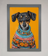 Sausage Dog In A Sweater Framed Print