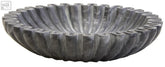 Dark gray small grey marble bowl savio small grey with scalloped petal rim and radial grooves visible from top angle