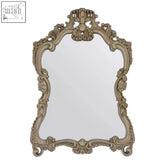 Selma wall mirror with ornate antique style silver gold finish and intricate baroque detailing for elegant decor