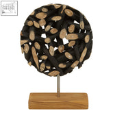 Black and natural wood slice small sculpture on wooden base seraya small sculpture for decorative use