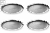 Set of four 33cm silver-toned metallic platters with beaded rim design perfect as decorative chargers