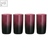 Set of four purple highball glasses with gradient tint and sleek modern glass design for stylish drinks