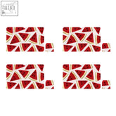 Set of four watermelon placemats with vibrant red watermelon slice pattern on white background for dining use