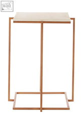 Minimalist shalimar side table with white marble top and gold finish legs perfect for modern rooms