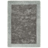 Shimmer Silver Grey Bordered Shaggy Rug - Rugs