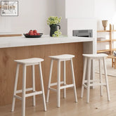 Three white wooden shina bar stools with minimalist design and clean lines perfect for any bar stool setup