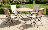 Sicily 4 Seater Teak and Wrought Iron Round 110cm Garden Dining Set