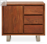 Modern simla acacia wood drawers sideboard with warm brown finish and three drawers on the right side
