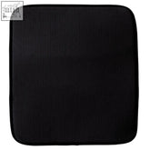 Black rectangular dish drying mat made of synthetic fibre with textured ribbed surface for sinkside use