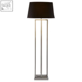 Modern floor lamp with skye nickel finish rectangular frame and matte black drum shade for stylish lighting