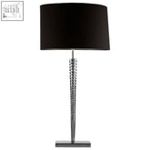 Black drum shade skye table lamp with textured chrome finish screw shaped base for stylish lighting