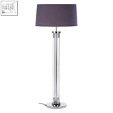 Skye tall acrylic and tubular base floor lamp with chrome finish and deep purple fabric shade for stylish lighting