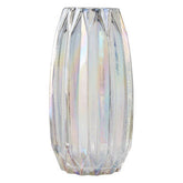 Small glass vase from the petro range with clear faceted glass and a subtle iridescent sheen