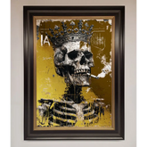 Smoking King Skull Foil Print - B0 (100 x 141 cm) / Black Gold - Framed Print