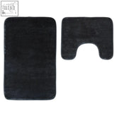 Soak charcoal grey bath and pedestal mat set in plush charcoal grey fabric perfect for bathroom floors