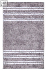 Gray plush soak large light grey bath mat with soft white horizontal stripes perfect for bathroom use