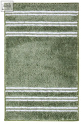 Soak large sage green bath mat with plush texture and olive green color featuring horizontal white stripes