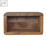 A rustic wooden bread box with warm natural finish and subtle grain on wall mounted solid mango wood bedside table