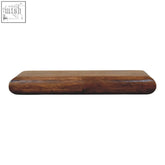 A sleek dark brown solis wall-mounted console chest of drawers made from natural mango wood with rounded ends and subtle grain