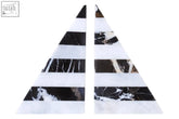 Black and white striped marble bookends in a soma set of two with triangle shape and sleek design