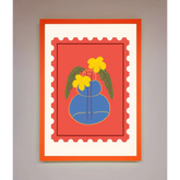 Stamp Plant Framed Wall Art - A3 (29.7 x 42 cm) / Neon Orange - Framed Print