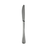 Shiny stainless steel stefania table knife with sleek modern design and slightly curved blade for dining use