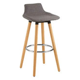 Stockholm Grey Bar Stool With Beechwood Legs