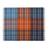 Stormness Check Pure New Wool Throw - Brick/Navy - Throws & Blankets