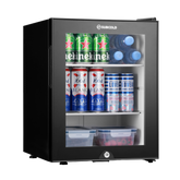 Black subcold aire40-g mini fridge with glass door silver trim and bottom lock compact and stylish for any space