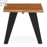 Rustic surax acacia wood side table with natural wood top and sleek black metal legs perfect for any room